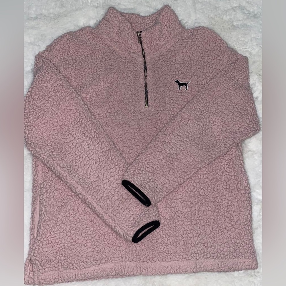 Victoria Secret PINK SHERPA Pullover Sweater Oversized Women Size Large